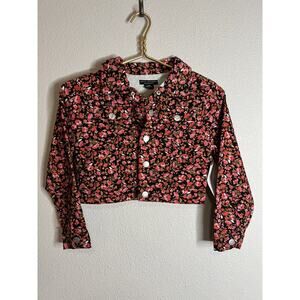 Social Standard by Sanctuary Girl's Long Sleeve Snap Up Denim Jacket Floral‎ M 8